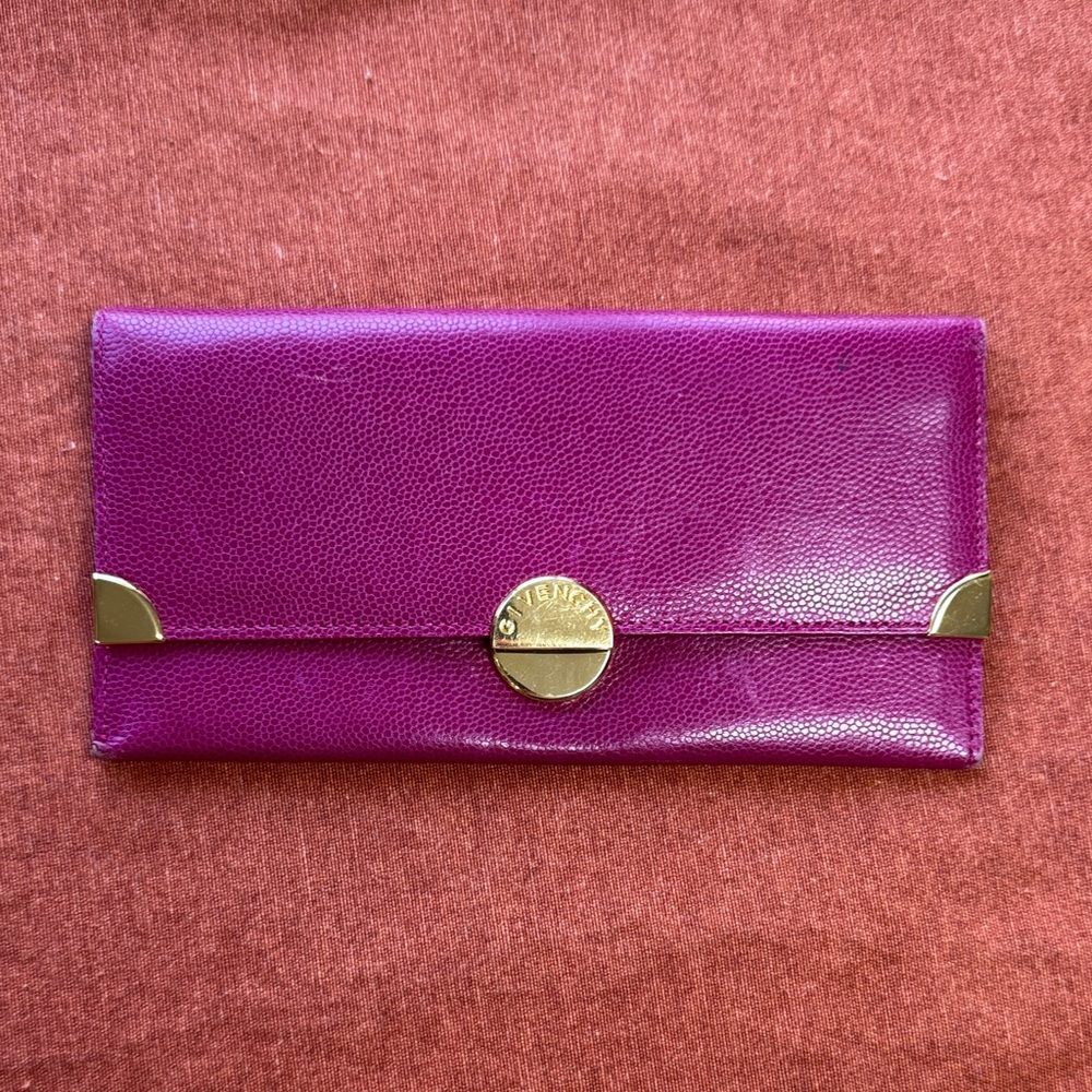 Givenchy Fuchsia Leather Wallet with Gold Accents